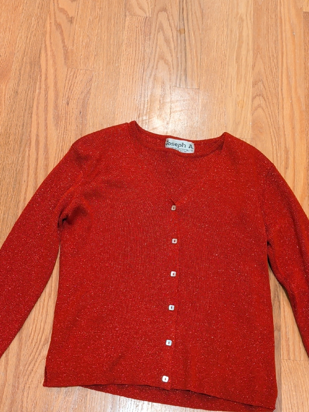 Joseph A Red Metallic Knit Cardigan Two Piece Set